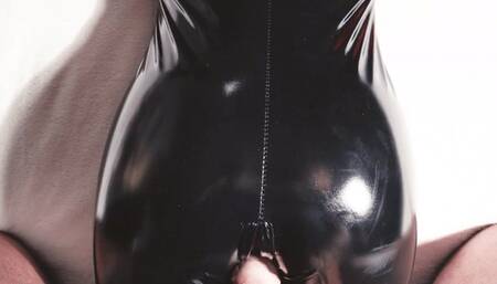 Redheaded milf in latex fucked in prone bone - 4k pov video