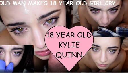 Kylie Quinn scared nervous eighteen year old reluctantly agrees to suck off dirty old man deep throats cries  CLIP #2
