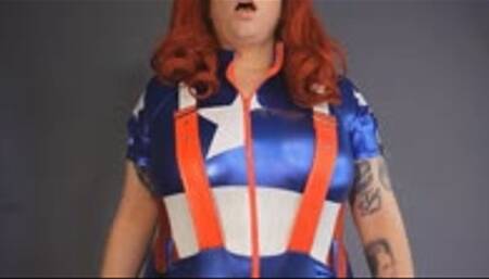 Ms Captain America HORNY GROWTH Distracts her! WMV 720 Masturbation, Clothes Destruction