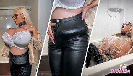 Futanari Fetish Self Facial Cumshot and Tits Inflation