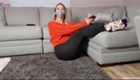 Lil Missy UK in Playing games in cuffs and gag