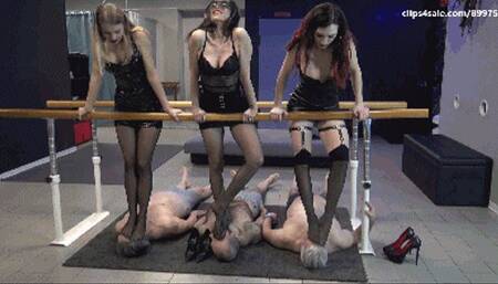 GABRIELLA, SCARLET & VICTORIA COLONNA - BRUTAL trampling, facestanding, facetrampling in stockings