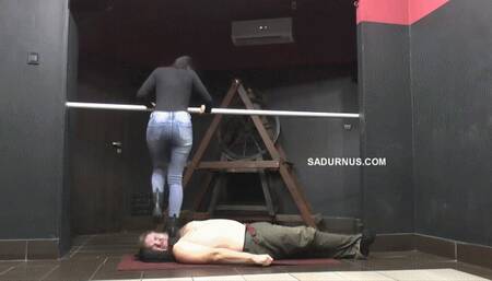 Under Mistress Olga's boots!