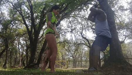 Tied to a tree ballbusting (SD 1080 WMV)