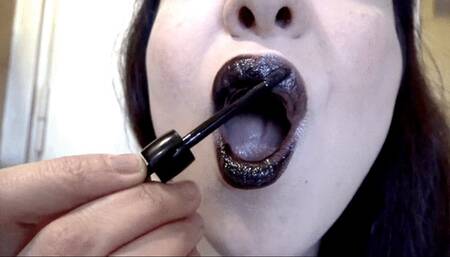 Wearing my black shiny lipstick