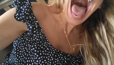 Wake up blue dress yawns