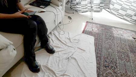 gagging with black then white heels- 2019