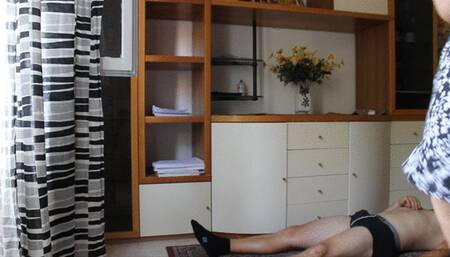using a bitch as a yogamat