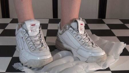 Hard cumshot under Tanja's FILA Disruptors - Cam 2