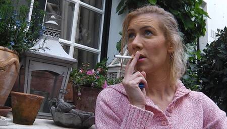 Smoke in pink sweater