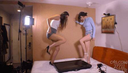 Brett Anne and Ashe Ellis Flat Screen TV Crushed by Heels 4K