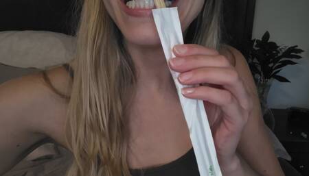 Teeth rip apart chopsticks