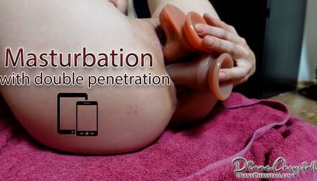 Gaping my vagina with two dildo ( Mobile&Tablet version )