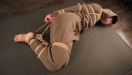 Sofi in overalls tied with jute ropes_ Hogtie_ Part 1-2_ Full version