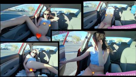 Embarrassed Nude Female Slut Opens Her Car Door While Masturbating