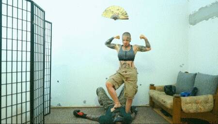 LADY VIPER VS MR B:BASIC COMBAT TRAINING WEEK 8-BRUTAL SPARRING WITH 10 OZ BOXING GLOVES AND VICTORY POSES HUMILIATION (UNCUT!)