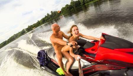 Public Anal Ride on the Jet Ski in the City Centre. Mia Bandini