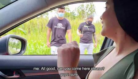 Martina Accepts a Challenge to Give her Wet Panty a Strnagers Guys