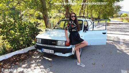 55 - Katya drive Skoda again in slip on shoes