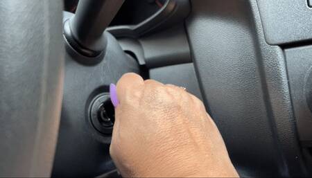 Juliette RJ on a real Pedal Pumping Revving - French Purple Pedicure on Long Toenaisl wearing Flipflops (FOR MOBILE DEVICES USERS) - PEDAL PUMPING - PEDAL PUMPING REVVING - FRENCH PURPLE NAILS - LONG TOENAILS - FLIP FLOP FETISH - FEET FETISH