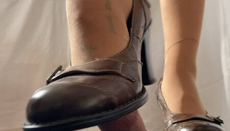 A CBT Dream Comes True - Cockcrush and Shoejob in Brown High heels - cumshot - HD 1920*1080 mov format
