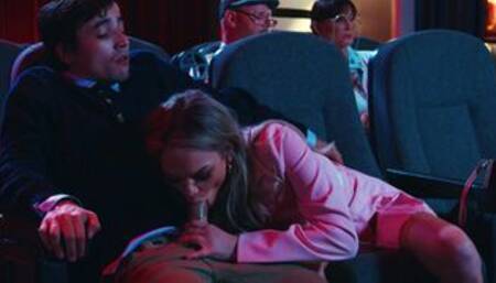 Cinema time and teen moaned during movie