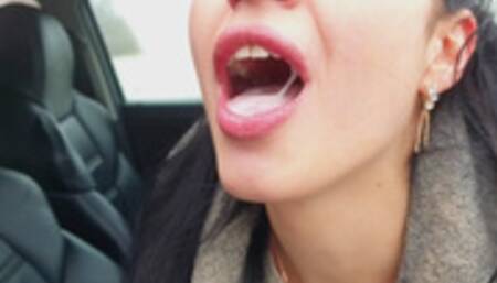 Mouthful of cum near the road
