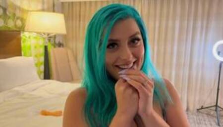 Casting Curvy: Blue Hair Thick Pornstar BEGS to Fuck Delivery Guy
