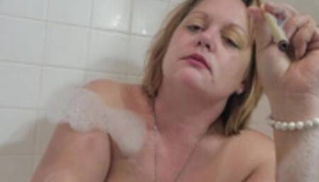 Little strip tease before bath, smoking 420!