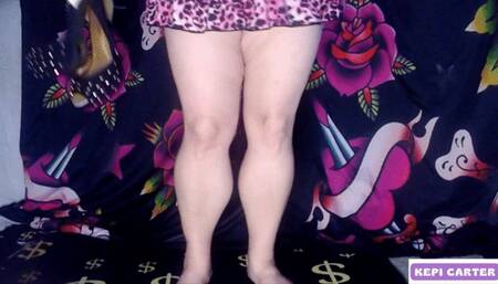 Kepi Carter muscular calves in my brand new stilettos' with baby oil rub down with Cum Countdown