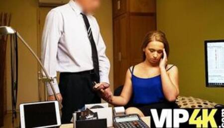 Banker is ready to help a babe if she gives something in return