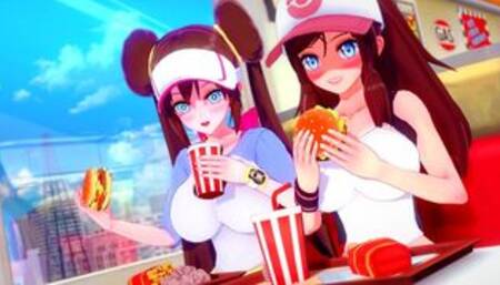 Fucking Rosa Mei and Hilda Touko from Pokemon at the Same Time - Anime Hentai 3d Compilation
