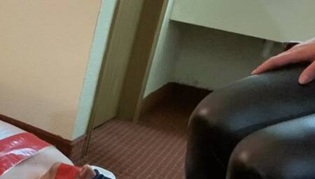 Scarlett Kage finds new Foot slave to train Part 1 - footdom, chastity, bondage, plastic wrap, femdom, female domination, role play, foot sucking, smelly feet - MP4