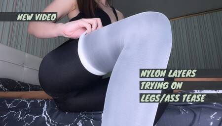 Nylon layers tryon tease