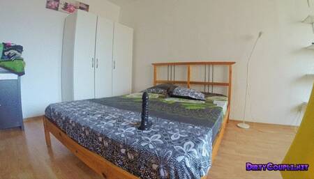 Big black dildo makes a tiny pussy pretty wide