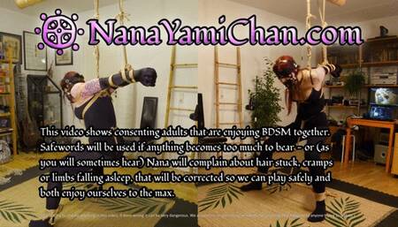 Girl in predicament: Strappado & crotch rope, spanked until she cannot stand