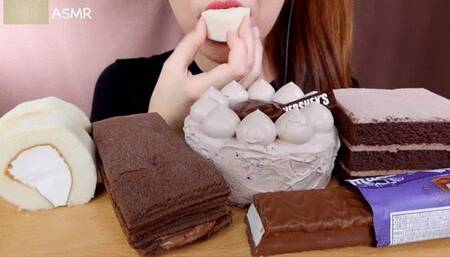 Asian Princess Yani ASMR Chocolate Feast Pt 5 Milk Chocolate Crunchy Mocha LOVERS Food Porn Fetish Chewing Licks Noisy Swallowing Close-Up No Talking tight Red Lips