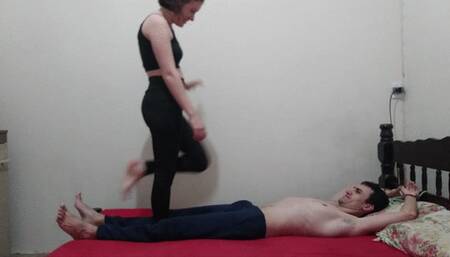 04# Beatriz trampling tied slave on bed cam 1
