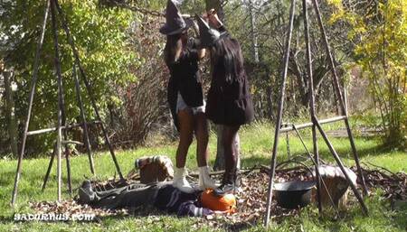 Happy Halloween! Pumpkin head standing mp4