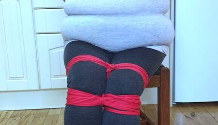 BBW woman bound and gagged on kitchen floor 2