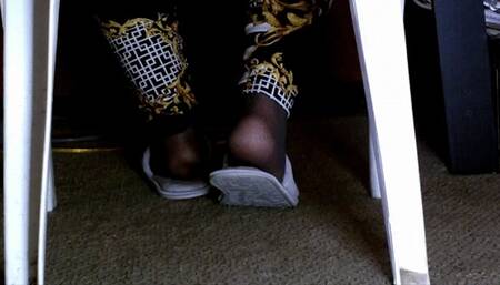 Ms Neecy - Under The Chair Nylons and Slipper Play (Part 1)