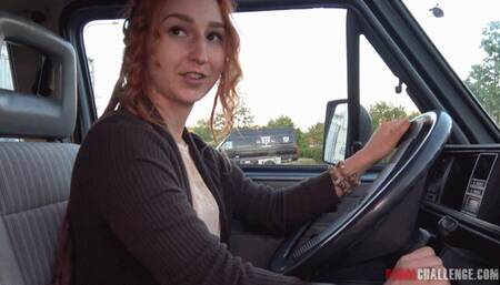 Pedal Challenge - Alex driving and revving engine of an old VAN (MOBILE)