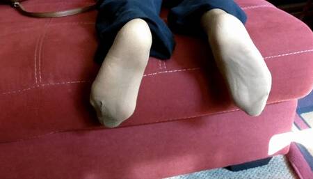 Ms Neecy - Tan Reinforced Toe Nylons Soles Show 4
