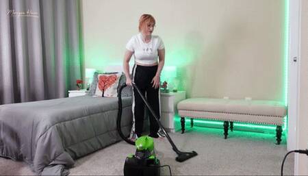 Vacuuming Barefoot in Adidas Pants