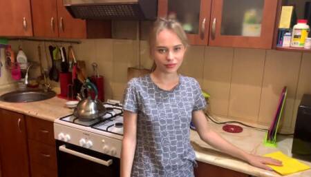 Step sister sucked cock after cleaning and made me lick her pussy