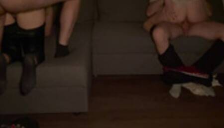 Watching a movie turned into group sex