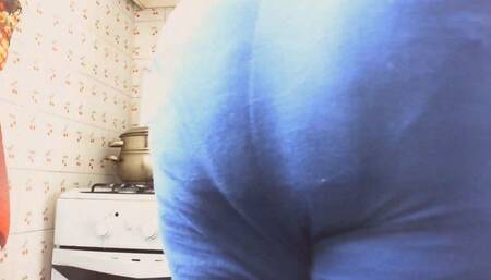 Dirty swollen diaper while I cook