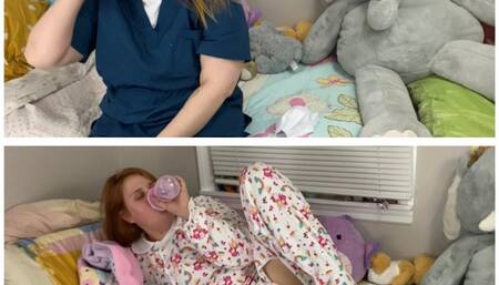 Nurse Elle Regresses to a Baby in Diapers