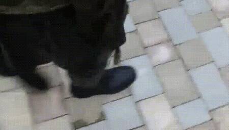 Pov muddy leather boots for the hungry doormat