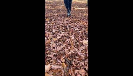 Crunching and Crushing Fall Leaves in Boots